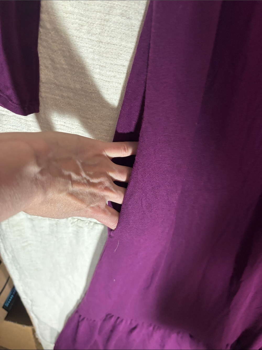 Zenana Outfitters Deep Purple Ruffle-Hem Maxi Dress w/ pockets - Picture 9 of 10